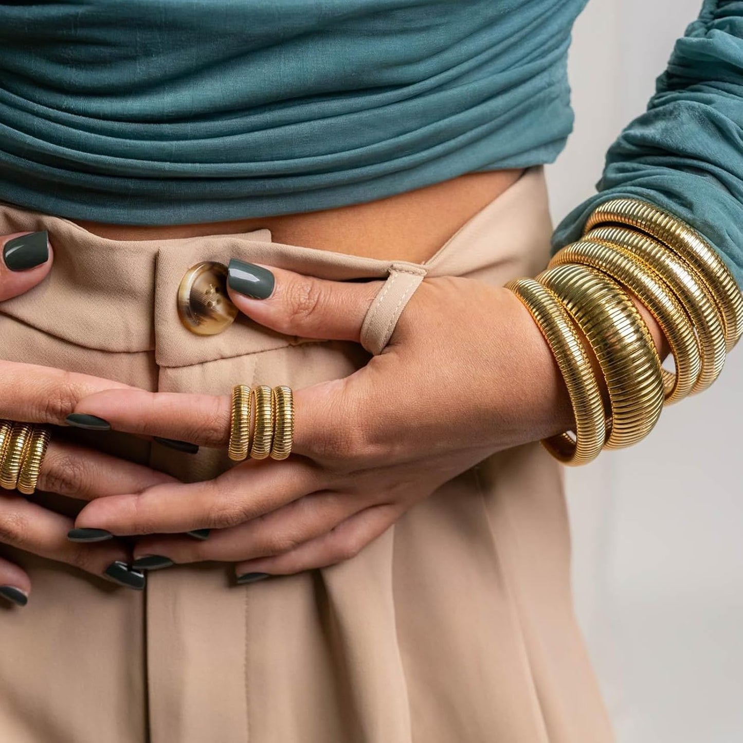 Gold Bracelets for Women Set of 3
