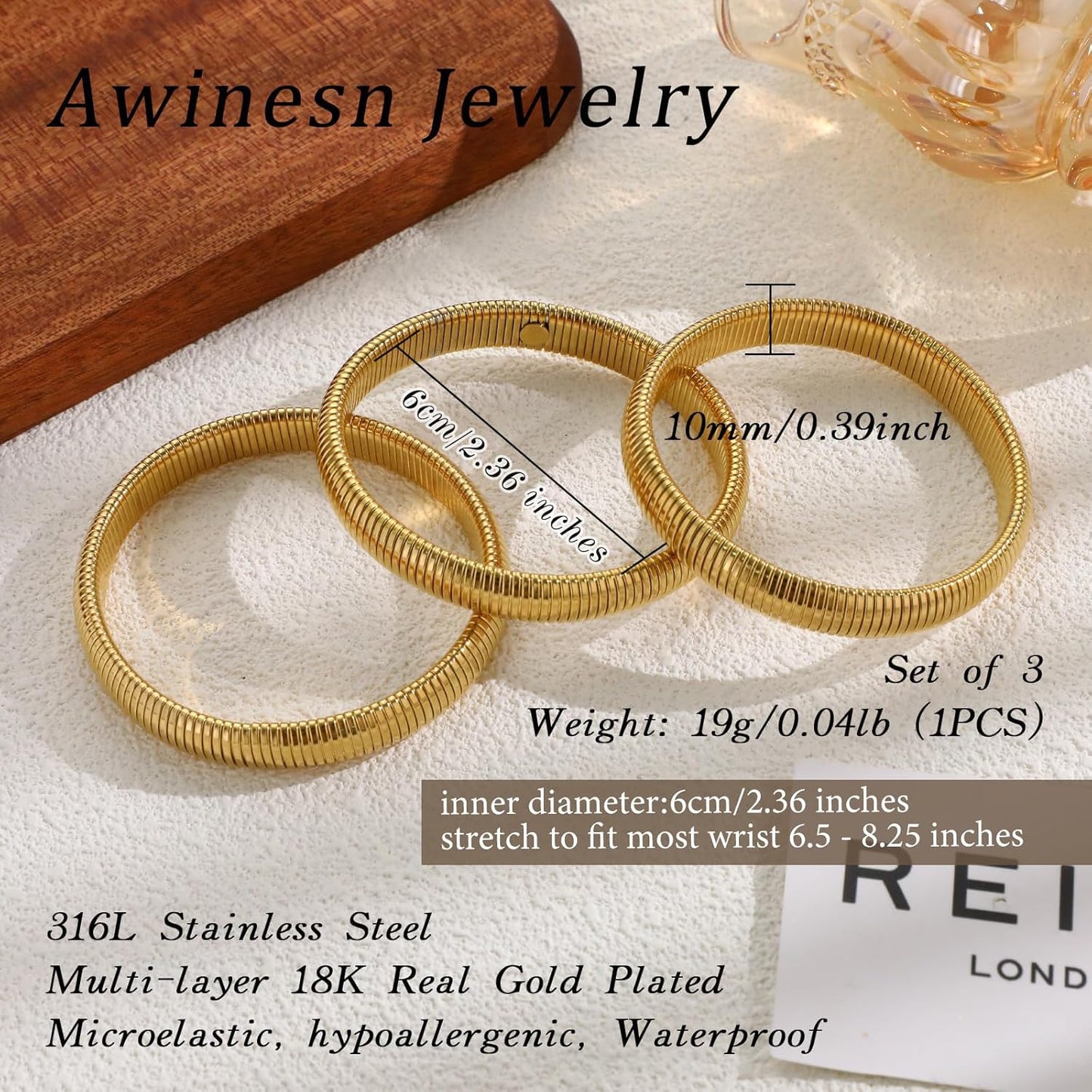 Gold Bracelets for Women Set of 3