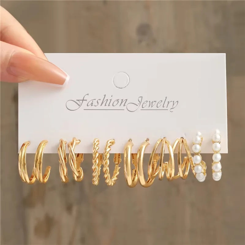 Fashion Hoop Earrings Set for Women Vintage Bohemian