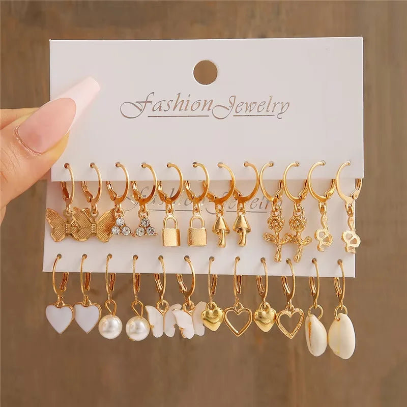 Fashion Hoop Earrings Set for Women Vintage Bohemian