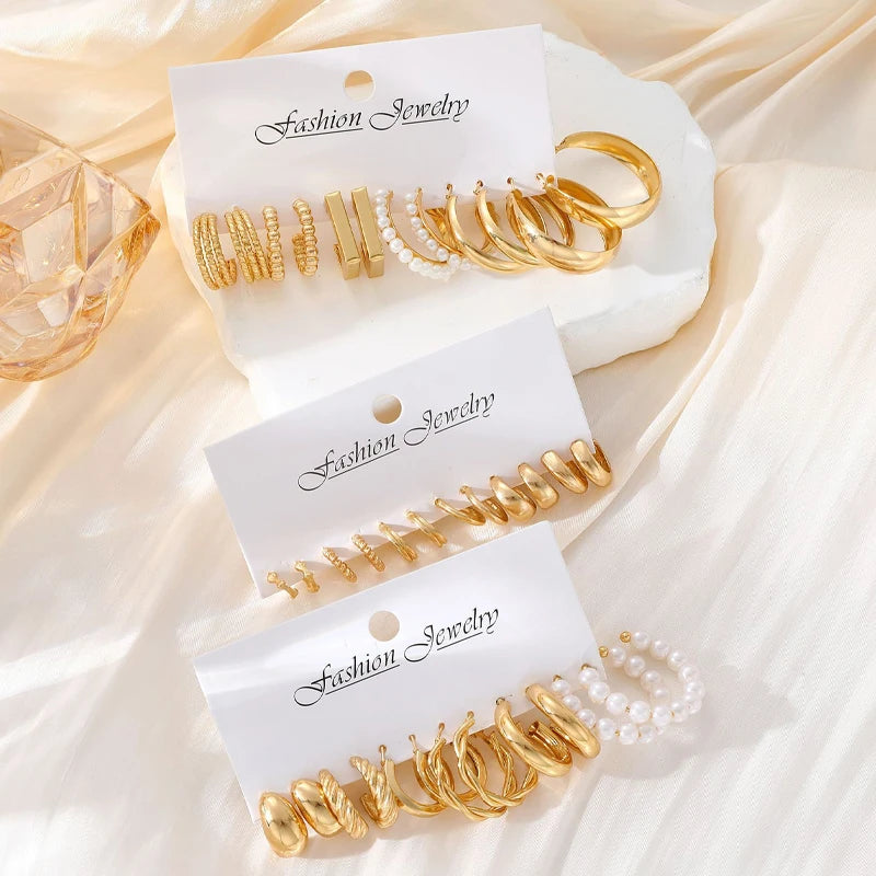 Fashion Hoop Earrings Set for Women Vintage Bohemian