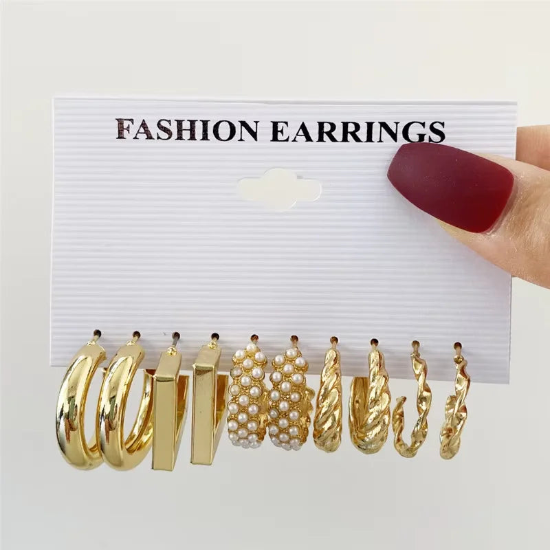 Fashion Hoop Earrings Set for Women Vintage Bohemian