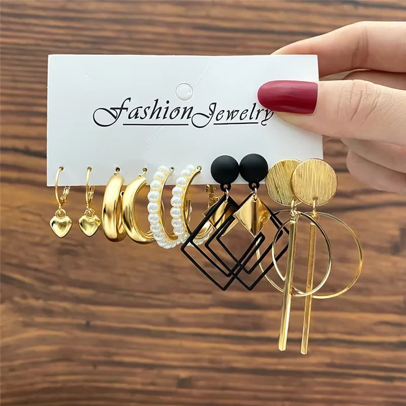 Fashion Hoop Earrings Set for Women Vintage Bohemian