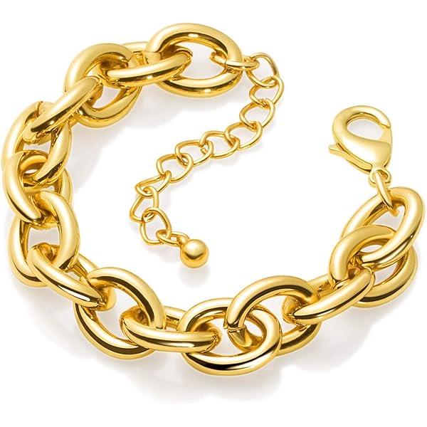 Women 14K Gold Plated Large Link Chain Bracelet