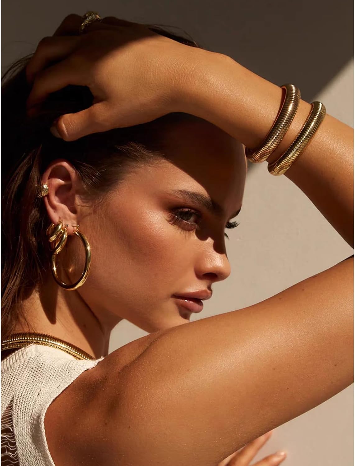 Gold Bracelets for Women Set of 3 