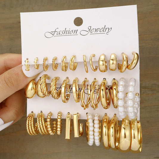 Fashion Hoop Earrings Set for Women Vintage Bohemian 
