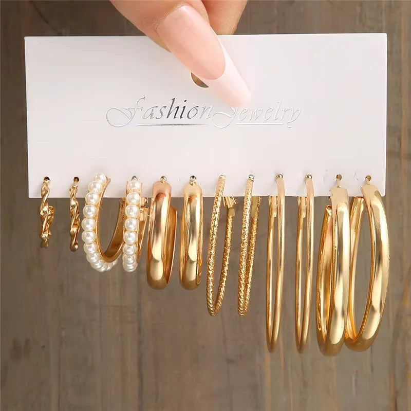 Fashion Hoop Earrings Set for Women Vintage Bohemian 