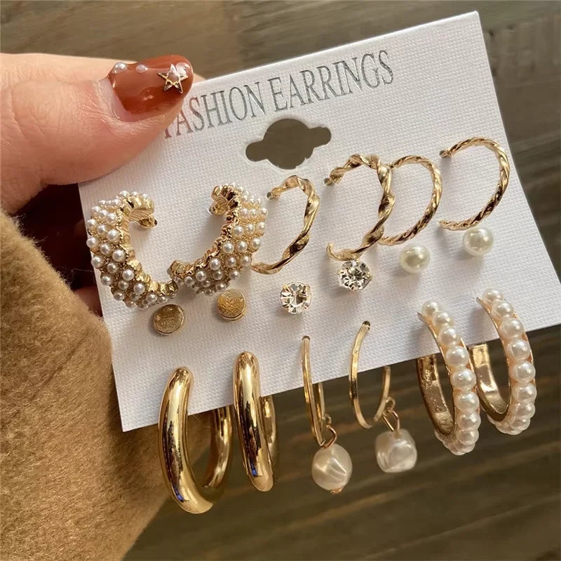 Fashion Hoop Earrings Set for Women Vintage Bohemian 