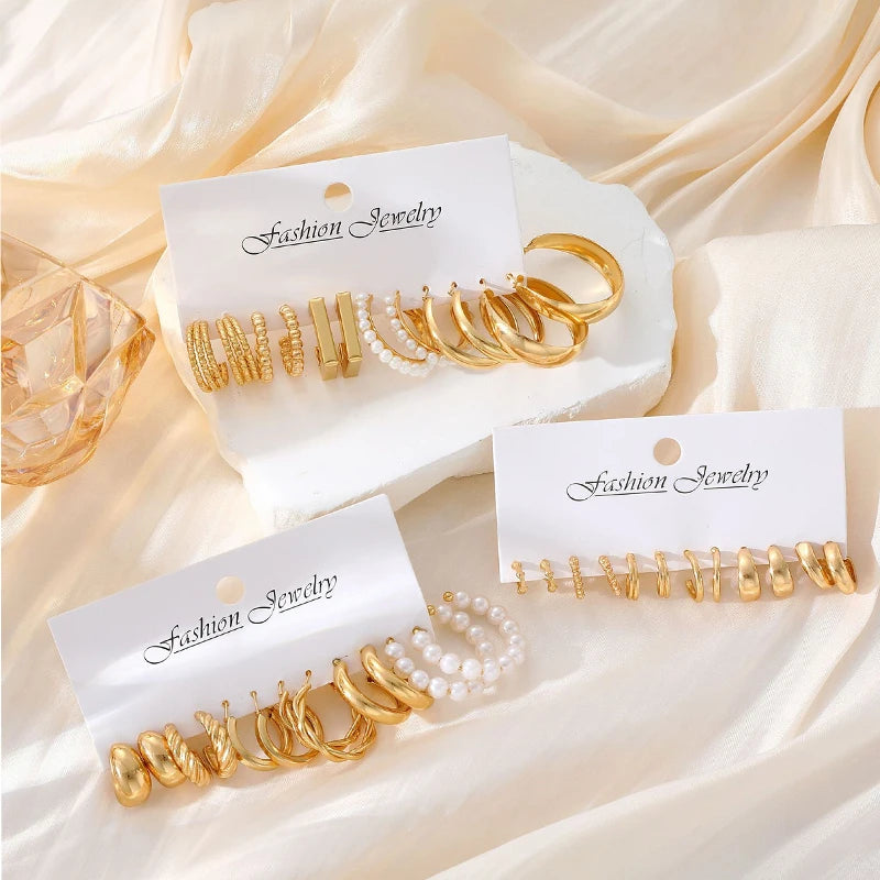 Fashion Hoop Earrings Set for Women Vintage Bohemian 
