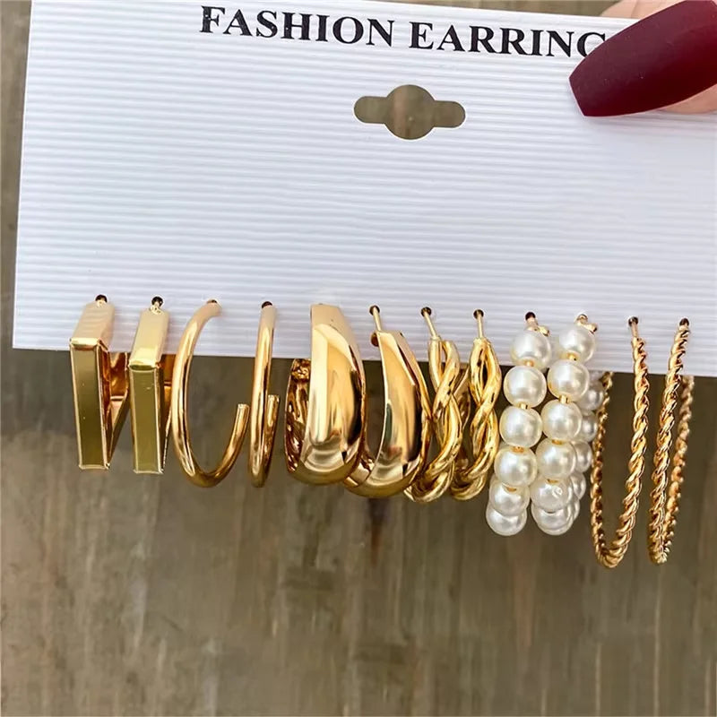 Fashion Hoop Earrings Set for Women Vintage Bohemian 